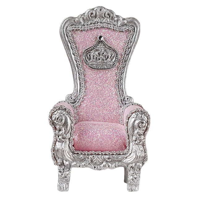 Sofá Individual para Casa de Muñecas Strade Fareast Limited Mini Sofá con Respaldo Alto 1/12 Rosa y Plata