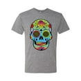 thumbnail image 2 of Wild Bobby, Colorful Floral Sugar Skull Streetwear Mens Premium Tri Blend T-Shirt, Premium Heather, Medium, 2 of 3