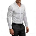 thumbnail image 5 of Stamzod Men Shirts Fashion Strip Printed Long Sleeve Button Down Shirt Men Oversized Dress Shirt for Wedding Party White M, 5 of 5