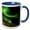 Blue/White, variant on 3drose, Northern Lights over Town and Frozen Disko Bay. Greenland., 11oz Two-tone Red Mug