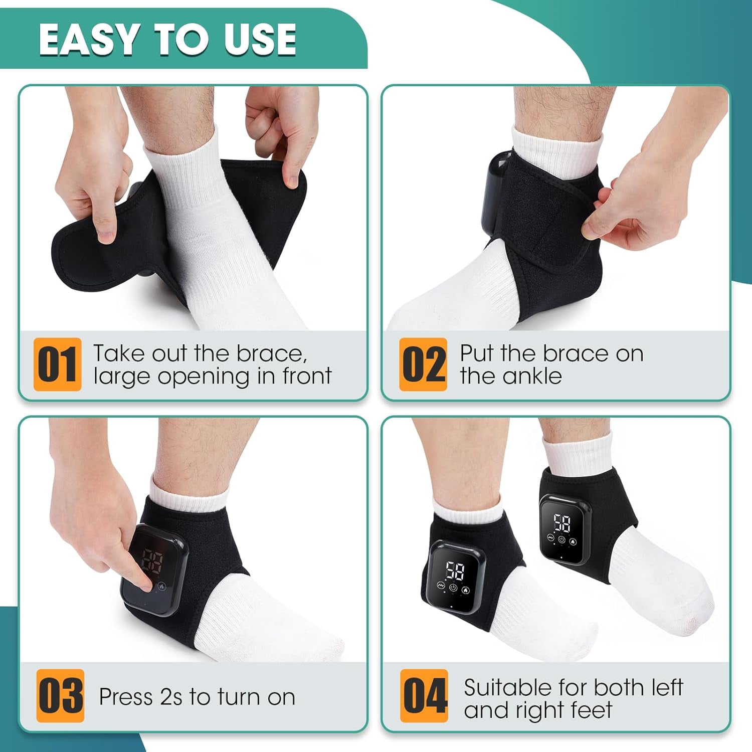 Wrongduck Ankle Massager with Heat – Rechargeable Foot and Ankle Heating Pad Wrap with Vibration, Adjustable Fit for Pain Relief, Achilles Tendonitis, Plantar Fasciitis, 2000mAh Battery