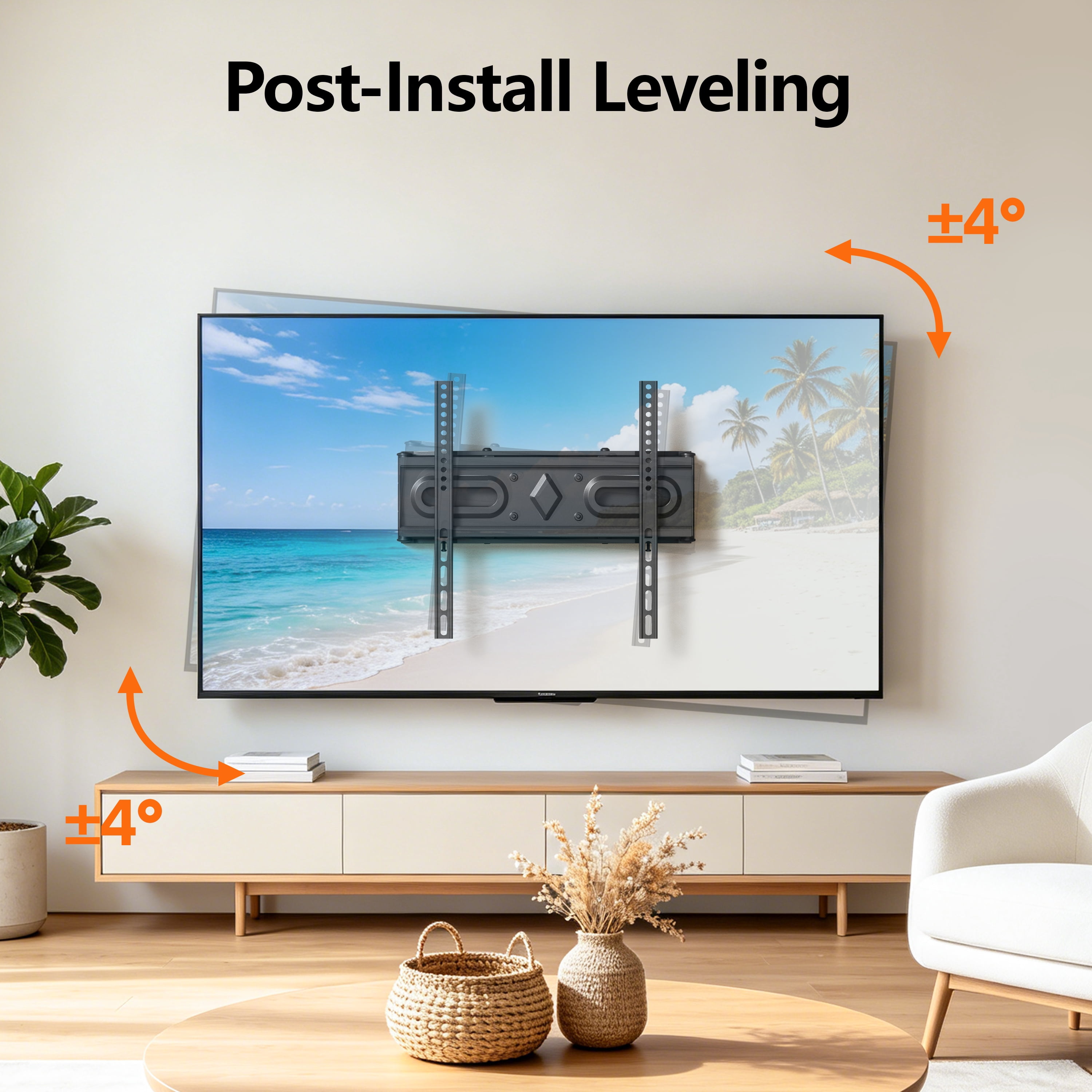 USX MOUNT Full Motion TV Wall Mount for 26-70 inch Flat & Curved TVs, Max VESA 400x400mm, Holds up to 110lbs, Fits 8"/12"/16" Wood Stud