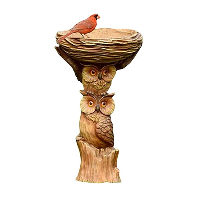 Bain d'Oiseaux en Résine - Bain d'Oiseaux de Jardin Antique, Résine Toutes Saisons, Robuste, Design Rustique, Idéal pour la Déco Extérieure et Intérieure