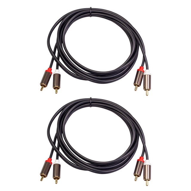 2x cable de audio coaxial 2rca a 2 rca cable de audio estéreo rca de 3,5 jack 1m para cine en casa dvd tv amplificador cd negro Danna, dos cables enrollados con conectores RCA rojo y blanco y carcasa de aleación de aluminio; enchufes chapados en oro y cable PVC negro de 1 m según especificaciones, adecuado para conectar TV, reproductor o amplificador.
