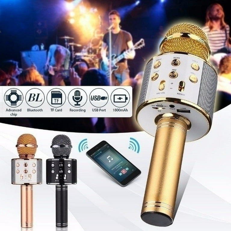 WS858 Bluetooth Wireless Karaoke Handheld Microphone USB KTV Player  Bluetooth Mic Speaker Record Music