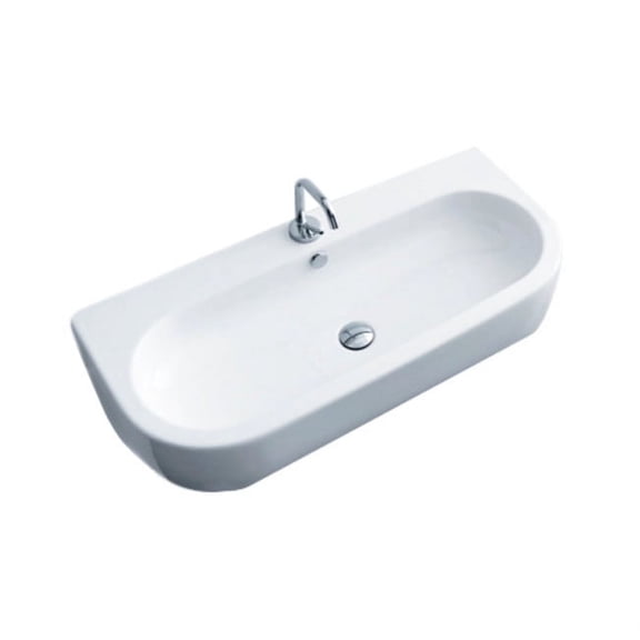 Ws Bath Collections Flo 3151 35-7/16" Ceramic Wall Mounted / Vessel Bathroom Sink - White