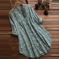 thumbnail image 2 of Womens Short Sleeve Tops Print Floral Long Pleated Sleeve Casual Blouse Summer Tops Short for Women, 2 of 2