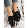 thumbnail image 3 of Bow & Fringe Decor Flat Loafers, Black Elegant Bowknot & Tassel Solid Color Women's Flat Shoes, 3 of 4