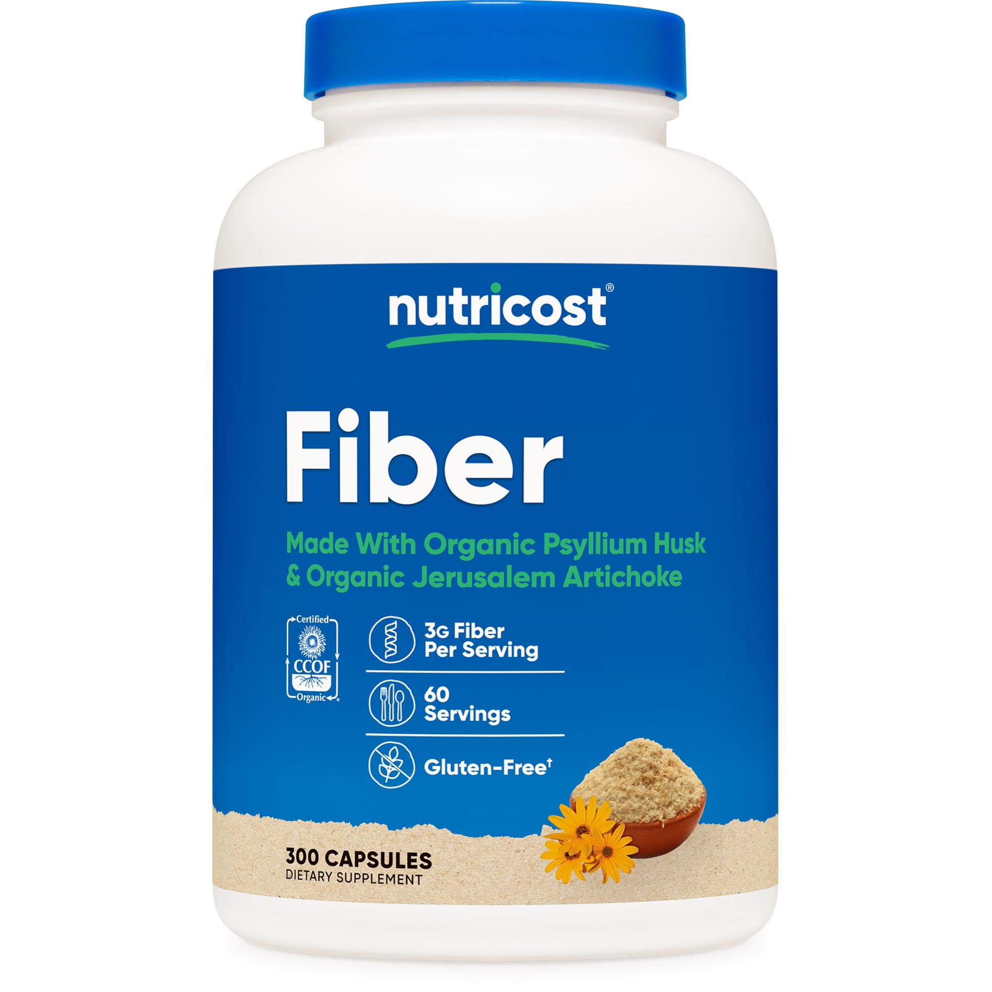 Nutricost Fiber Capsules with Prebiotic Fiber Supplement 300 Capsules