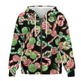 thumbnail image 4 of Renewold Candy Cane Green Red Womens Oversized Sweatshirts Fleece Hoodies Casual Zip Up Long Sleeve Sweaters Oversized Pullover Jackets Cardigan Comfy Workout Clothes for Ladies Girls, M, 4 of 7