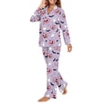 thumbnail image 5 of DISNIMO Women Pajama Sets Bat Ghost Pumpkin Print Two-Piece Nightwear Long Sleeve Sleepwear with Matching Long Pants Halloween Casual Loungewear with Pockets Button Down Pajama Outfits, 3XL, 5 of 7