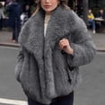 thumbnail image 6 of XPMWRP Women's Faux Fur Cardigan Long Sleeved Coat Lapel Solid Color Casual Jacket Daily Wear Suitable for Parties Attractive Stylish Outerwear Gray XL, 6 of 8