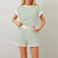 thumbnail image 6 of Two piece Sets for Women Short Sleeve Outfits Ribbed Textured Knit Lounge Shorts Set Tracksuit Matching Sets, 6 of 7