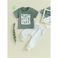 thumbnail image 2 of Bslissey Toddler Baby Boys Pants Set Short Sleeve Letter Print T-shirts + Elastic Trousers 2Pcs Outfits Infant Casual Clothes for Ireland Festivals 6M 12M 18M 24M 3T, 2 of 10