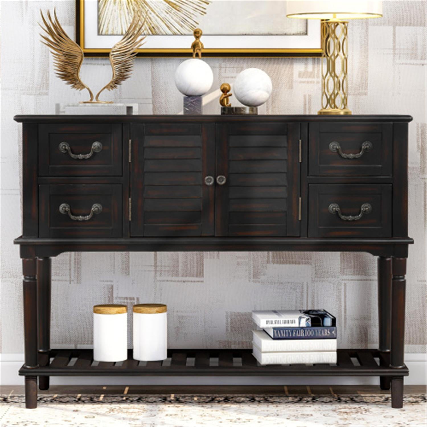 Espresso Console Table with Storage Drawers, For Home and Office