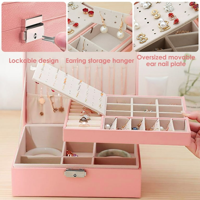 Double Layer Jewelry Storage Box, Pu Lather Jewelry Organizer