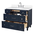 thumbnail image 4 of Ariel Monroe 43 Inch Single Oval Sink Bathroom Vanity With Pure White Quartz Countertop 1.5 inch Edge In Midnight Blue, 4 of 7