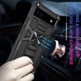 thumbnail image 6 of Compatible for Google Pixel 6a Case w/Tempered Glass Screen Protector [Military Grade] Ring Car Mount Kickstand Shockproof Hard Phone Case - Black, 6 of 8