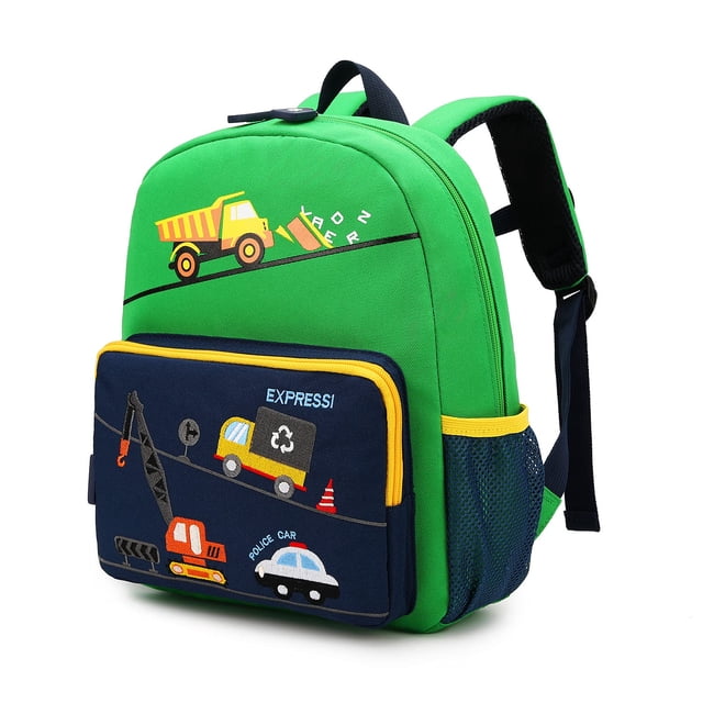 Mochila Willikiva Car Dinosaur impermeable para niños verde