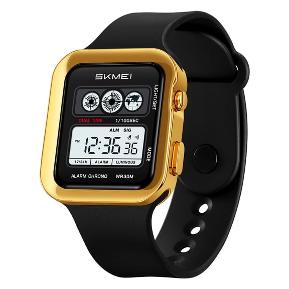 Men's Digital Multi-Function Watches Dual Time Alarm Stopwatch Countdown Backlight Waterproof Watch