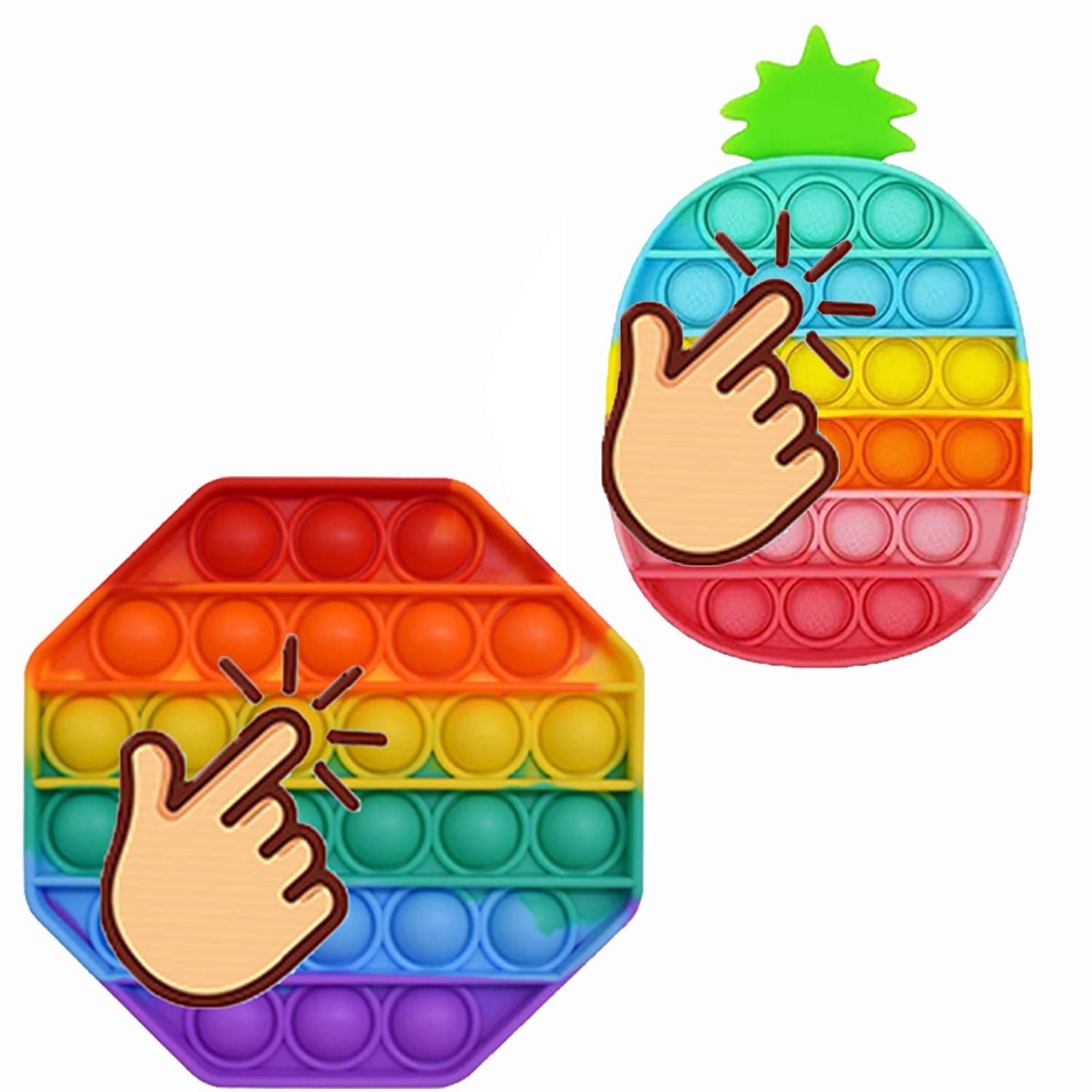 2 Piece Octagon Pineapple Fidget Sensory Toys Special Silicone Pressure Relieving Toys Stress And Anxiety Reliever Reward Children Eliminate Irritability Toys Walmart Com