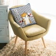 thumbnail image 2 of Throw Pillow Covers 18x18 Inch, Japanese Cute Dogs Decorative Pillow Cases for Couch Sofa Bed, Navy Blue Modern Abstract Waves Cotton Linen Square Home Decor Pillowcases with Hidden Zipper, 2 of 7