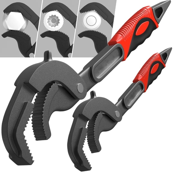 Pipe Wrench Set, 10” and 15” Self Adjusting Wrench 2 Piece Plumbing Tools - Pipe Vise Wrench Basin Wrench for 0.55“-2.48”/14-60 mm Standard Nuts, Irregular Nuts, Pipes Use