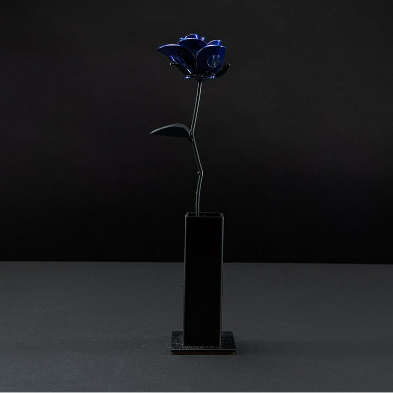 Blue and Black Immortal Rose Recycled Metal Rose Steel Rose