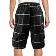 thumbnail image 2 of Men's Plaid Checkered Multi Pocket Elastic Waist Lightweight Casual Cargo Shorts (25 Black/White Plaid, L), 2 of 3