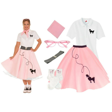 Adult 6 pc - 50's Poodle Skirt Outfit - Light Pink / Medium