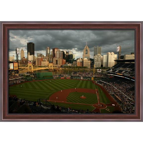 PNC Park 40x28 Large Walnut Ornate Wood Framed Canvas Art - Home of the Pittsburgh Pirates