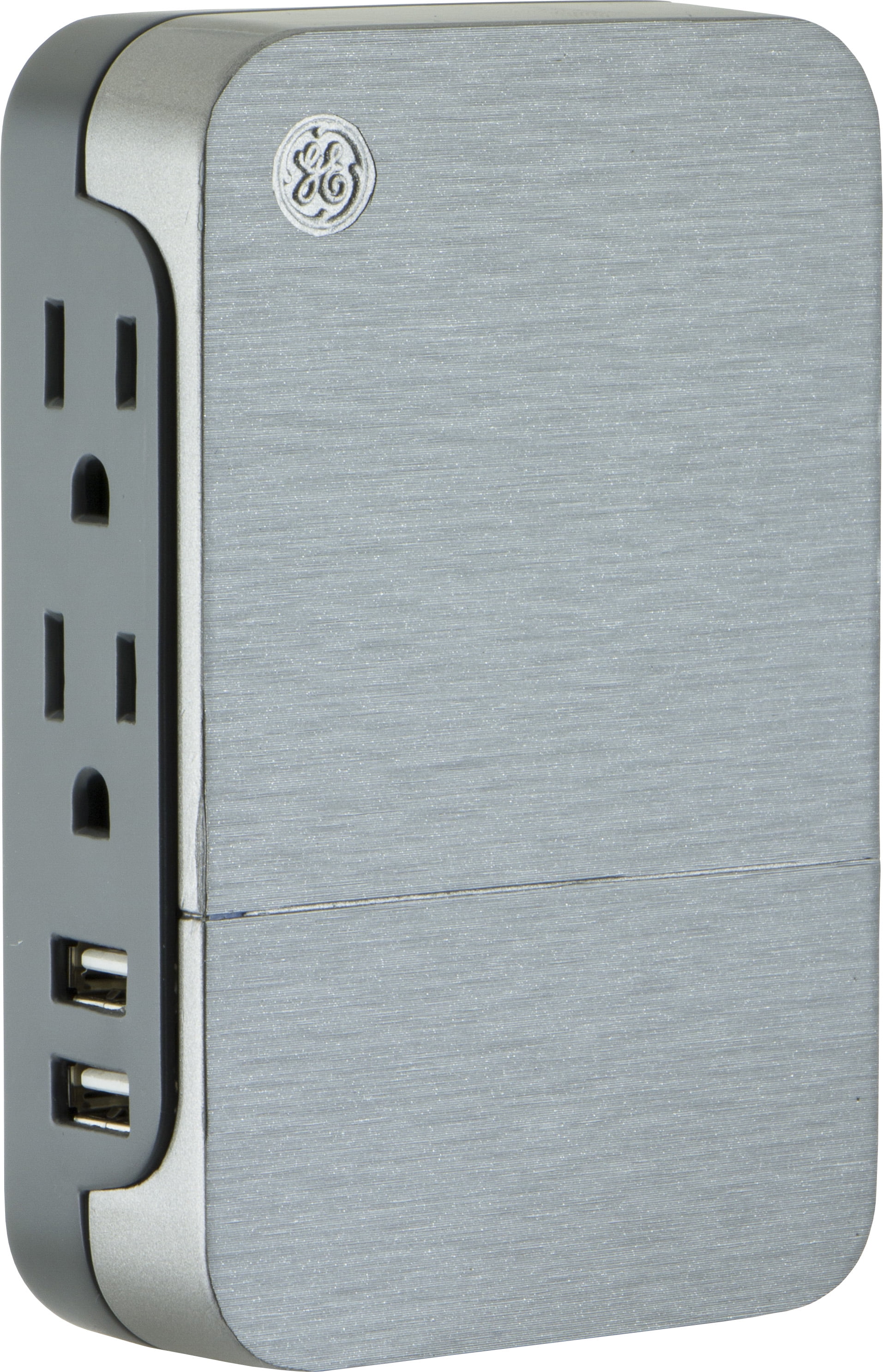 Side Access White Finish Wall Charger 2 USB Ports 38314 GE USB Charging Surge Protector Fast Charge 2.4A 560 Joules Protection Rating 5 Outlet 