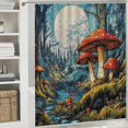 thumbnail image 6 of Patifu Forest Mushrooms Moon Bathroom Shower Curtain Set with Hooks 69"x72, 6 of 7