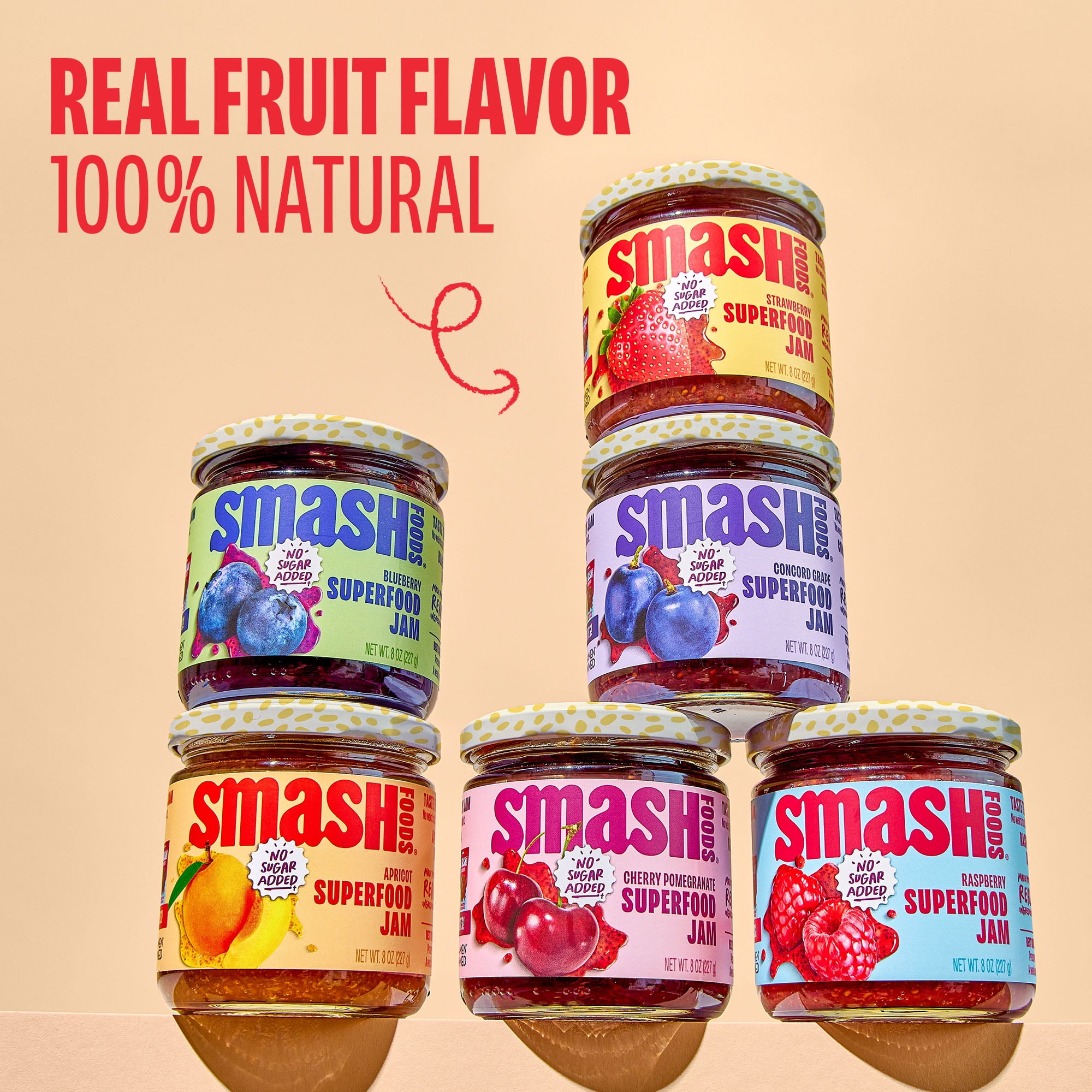 Smash Foods Superfood Jams, Variety Pack Try Them All, 6 Pack