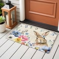 thumbnail image 5 of Rectangle Area Rug 2x3ft, Easter Rabbit Blossom Peony Non-Shedding Washable Area Rug, Pastoral Eucalyptus Berry Non Slip Low-Profile Rugs for Living Room, Bedroom Dining Room, 5 of 9