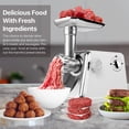 thumbnail image 6 of Electric Meat Grinder 1300 Watt Heavy Duty Sausage Stuffer Mincer w/ Grinding Plate (3mm Fine) Stainless Steel Cutting Blades & Attachment Kit /f Homemade Ground Beef, Burger Patties, Kubbe, 6 of 7