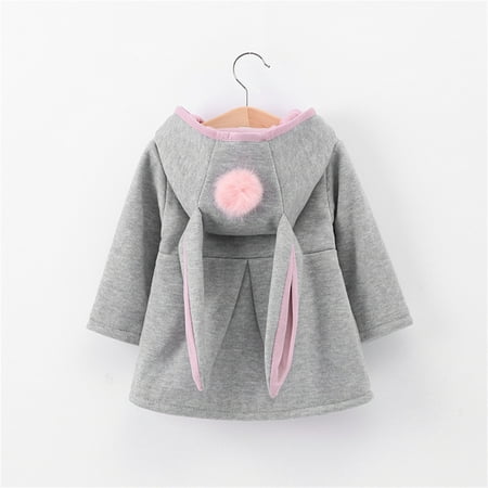 

ZMHEGW Toddler Jackets Baby Girl S Fall Winter Thick Warm Outwear Rabbit Ear Hoodie Sweatshirt Kids Coats
