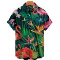 thumbnail image 3 of Camisa hawaiana con estampado 3D de flamencos de jungla tropical para hombre, blusa holgada de manga corta de verano estilo urbano de estilo Harajuku con solapa y botones, 3 of 5
