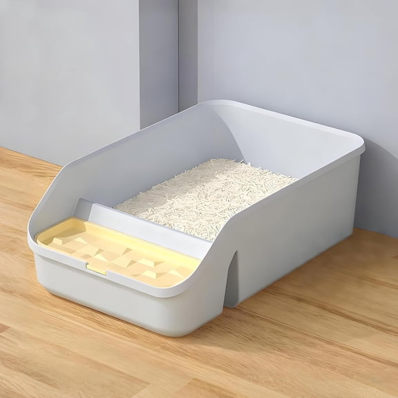Extra Large Cat Litter Box with High Sides,Anti-Splashing Cat Litter Pan,Jumbo XL Kitty Litter Box with Anti-Leakage Top Low Entry for Indoor Big Cats,Multi-Cats & Senior Cats,Easy to Clean (Grey)