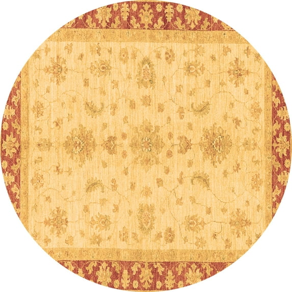 Ahgly Company Indoor Round Oriental Brown Traditional Area Rugs, 7' Round