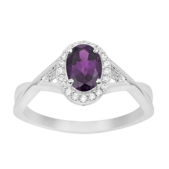 1.00 Ctw Oval Shape Amethyst 925 Sterling Silver Solitaire Women Anniversary Ring