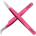 thumbnail image 2 of SIALIT Eyelash Tweezers - for Eyelash Extensions, Pro Level Straight and Curved Tweezers, Set of 2 Pcs, Pink Stainless Steel Tweezers to Boost Your Lash Creativity, 2 of 6