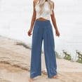 thumbnail image 6 of nochalofo Blue Sweatpants Women, High Waist Wide Leg Palazzo Pants for Women Smocked Elastic Waist Loose Comfy Casual Pajama Pants Pockets, 6 of 9