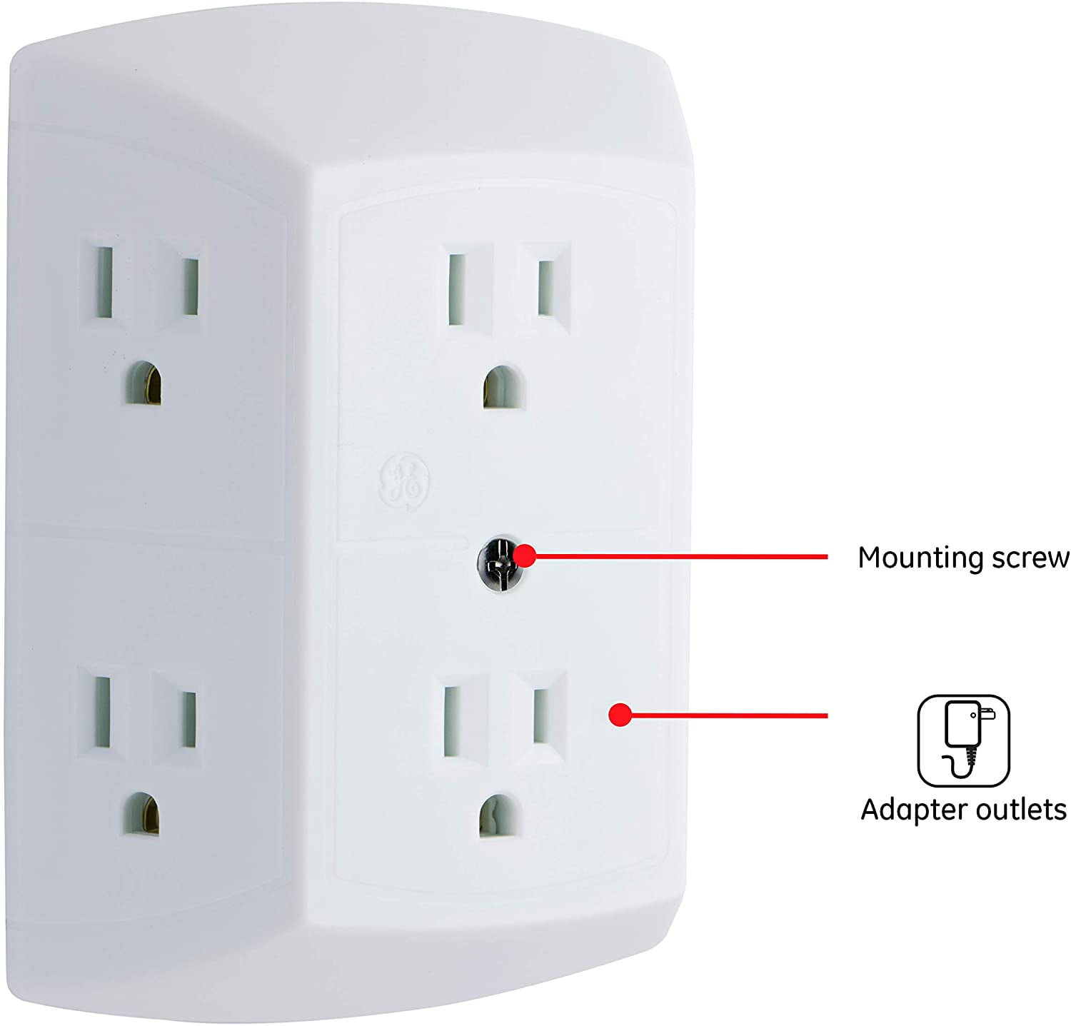 4 Pack 6-Way Electrical Socket Outlet Splitter Wall Mount Adapter Multi Plugs 