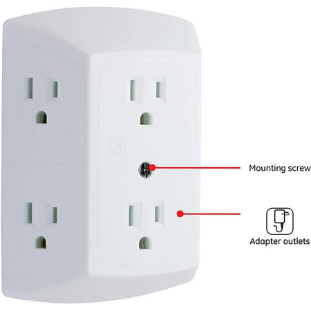 General Electric White 6 Outlet Wall Electrical Outlet