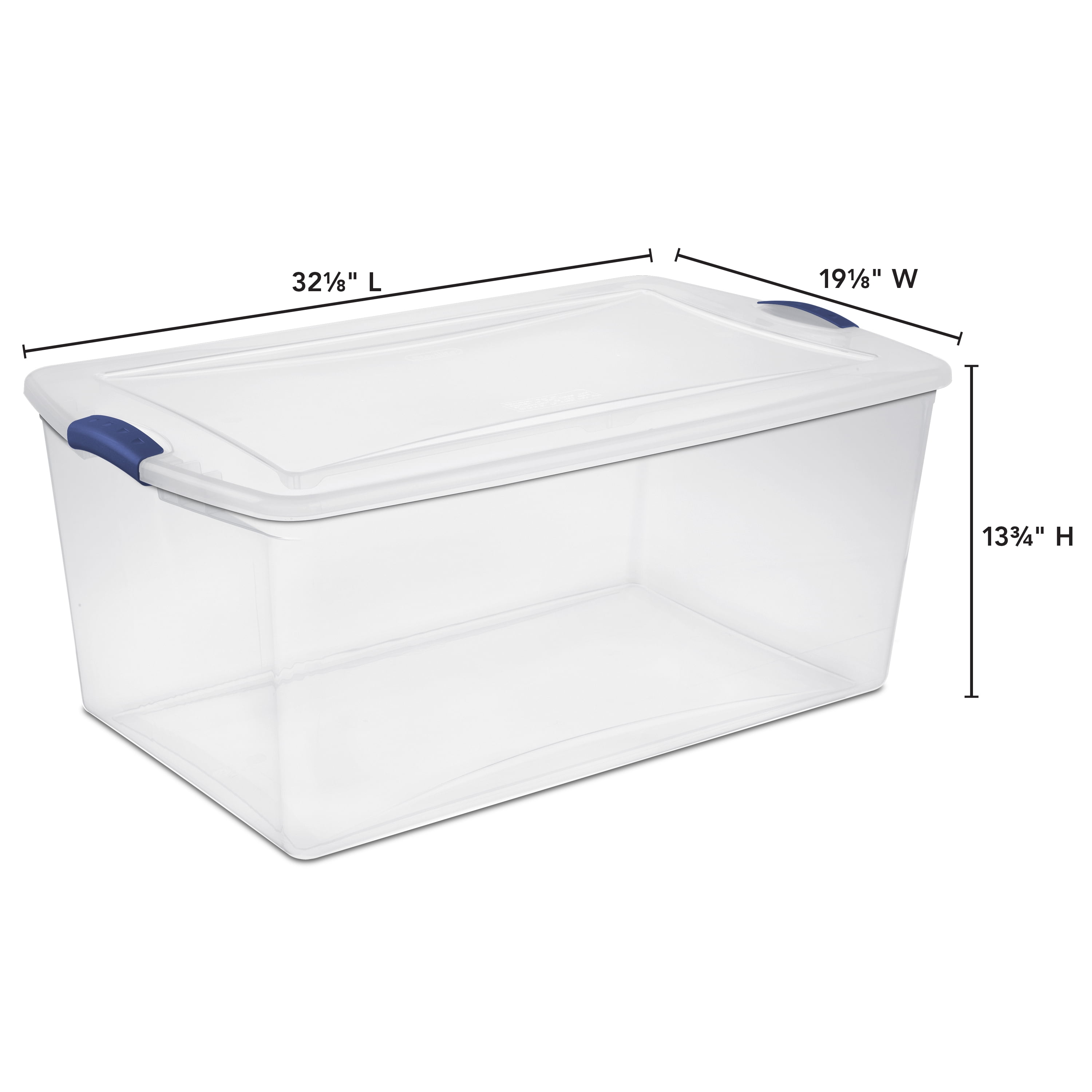 Sterilite 105 Qt. Clear Plastic Latching Box, Blue Latches with