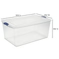 thumbnail image 4 of Sterilite Extra Large Latching Storage Bin, 105 Quart Clear Plastic Storage Container with Clear Lid, Blue Latch, 4 of 8