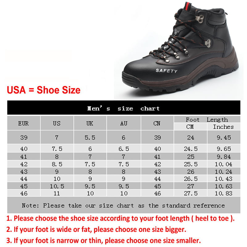 AtreGo Men's Safety Steel Toe Cap Work Trainers Shoes Protective Hiking Boots 7u 