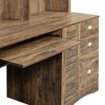 thumbnail image 7 of Royard Oaktree Computer Desk with Hutch and File Drawers, Home Office Desk, Wood Executive Study Writing Table with Keyboard Tray and Bookshelf for Bedroom, Living Room (Dark Brown), 7 of 7