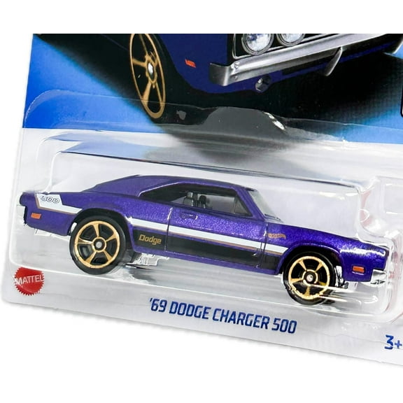 HotWheels '69 Dodge Charger 500 Purple 2023 Then and Now